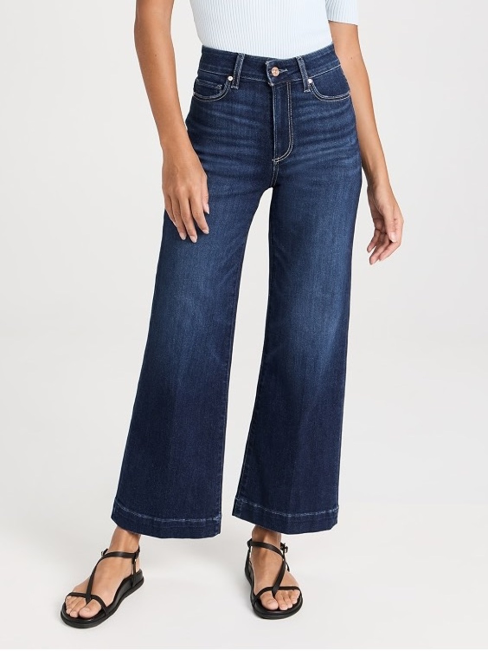 Anthropologie Paige Anessa Crop Wide Leg Dark Wash Jeans - Picture 2 of 6